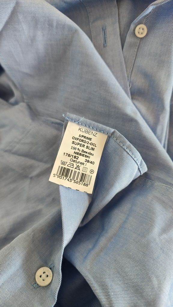 Kubenz koszula męska bawełna 39/40 176/182 slim super slim fit zestaw