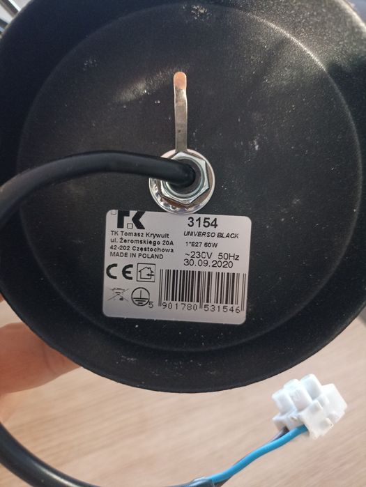 Lampa Tk wiszaca czarna