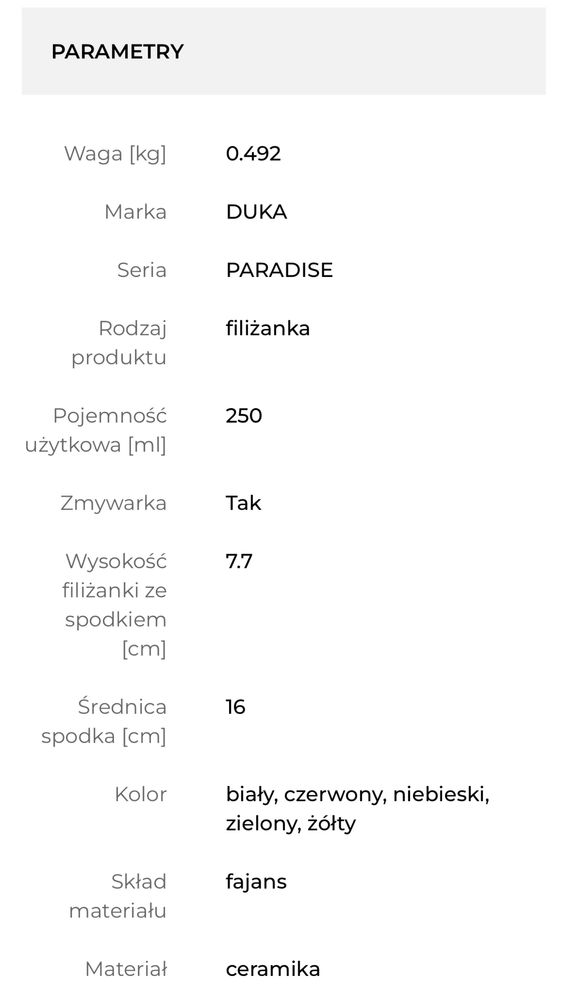 Dwie filiżanki DUKA Paradise ptaki folk retro