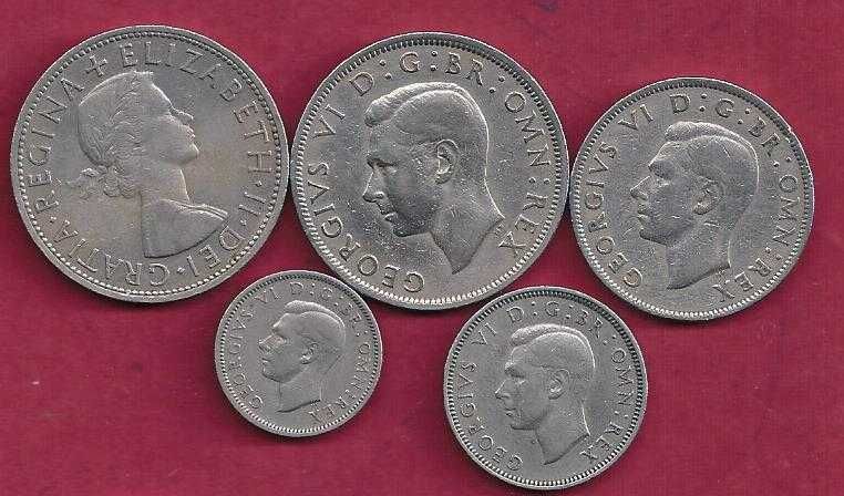 Lote de 5 Moedas Inglesas de Niquel