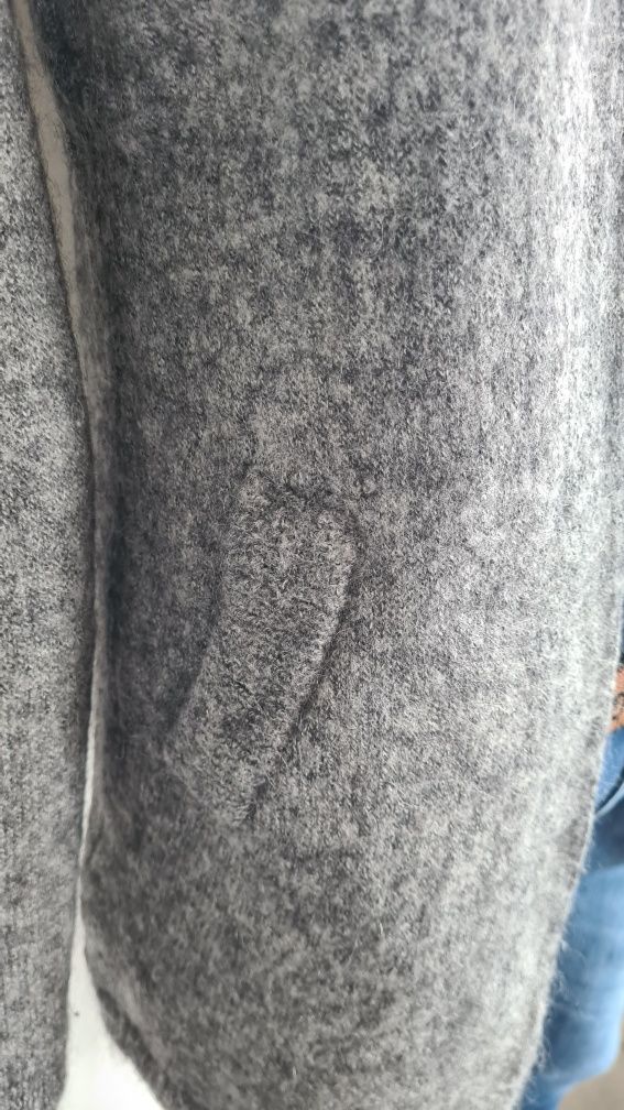 Kardigan Sweter 32% Alpaka, 32% Wełna. Grafitowy. Rozmiar M 38
