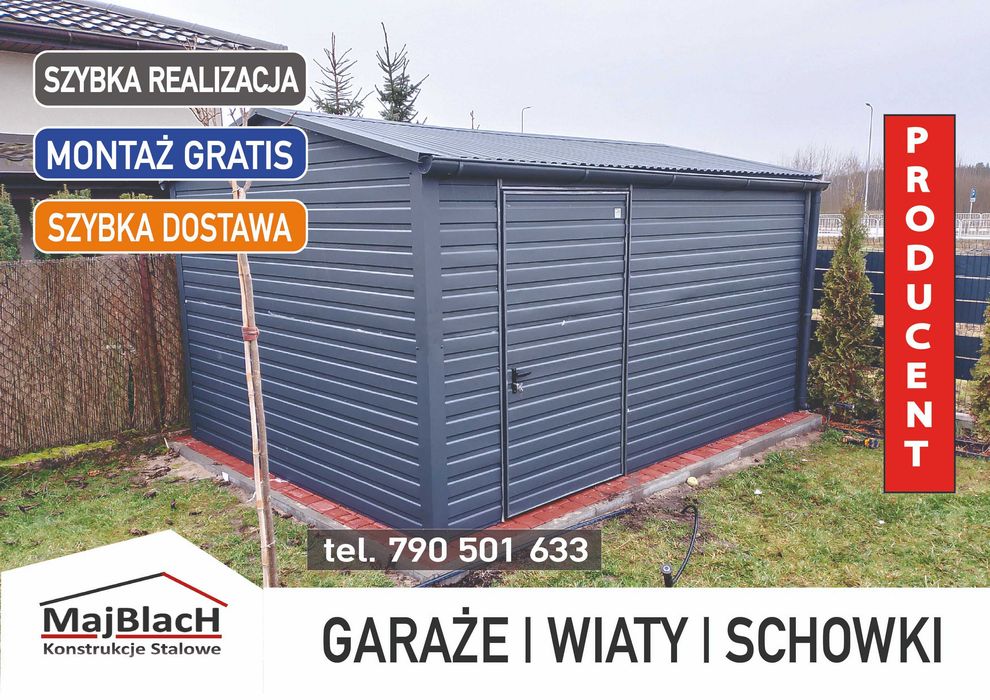 Grafitowy Garaż Blaszany - Altana Ogrodowa - Schowek  -  Maj-Blach