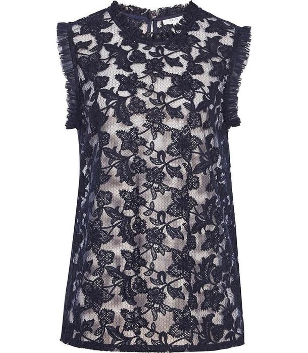 Reiss мереживний топ синій неві