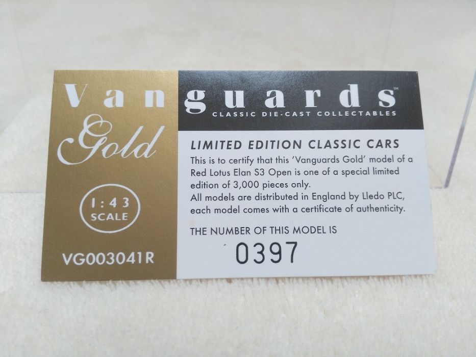 Lotus Elan 1/43 Lledo Vanguards Gold