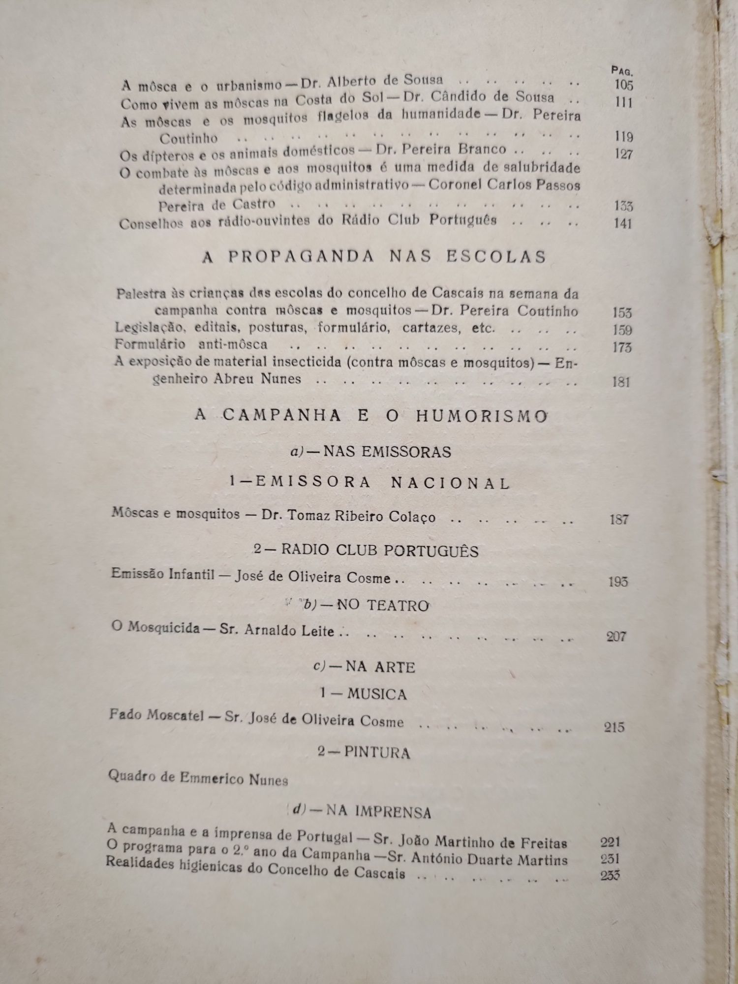 Livro "Môscas e Mosquitos - Campanha da Câmara Municipal de Cascais"