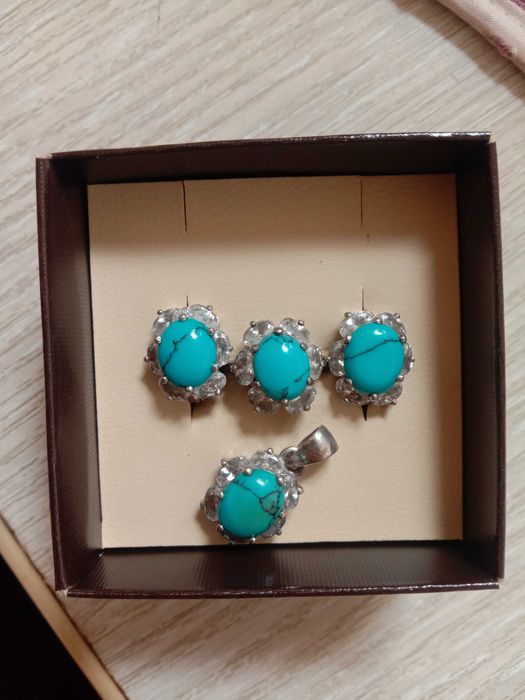 Набір прикрас. Срібло. Пресована бірюза