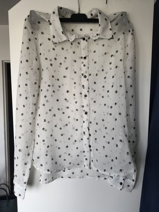 Koszula biała mgiełka w kotki rozmiar M