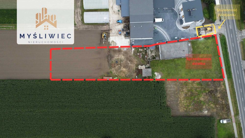 Działka budowlana z budynkiem, pod działalność przy DK79, ekspozycja