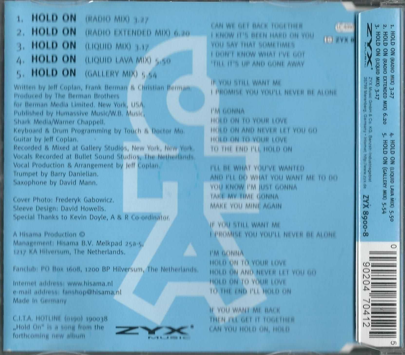 Maxi CD Caught In The Act - Hold On (1998)