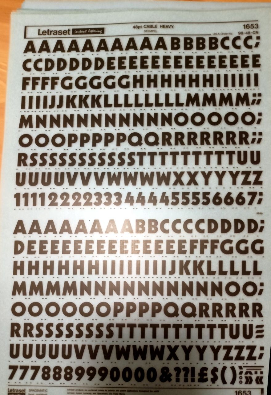 PRL różne czcionki, Sucha kalkomania, letragraphica, letraset