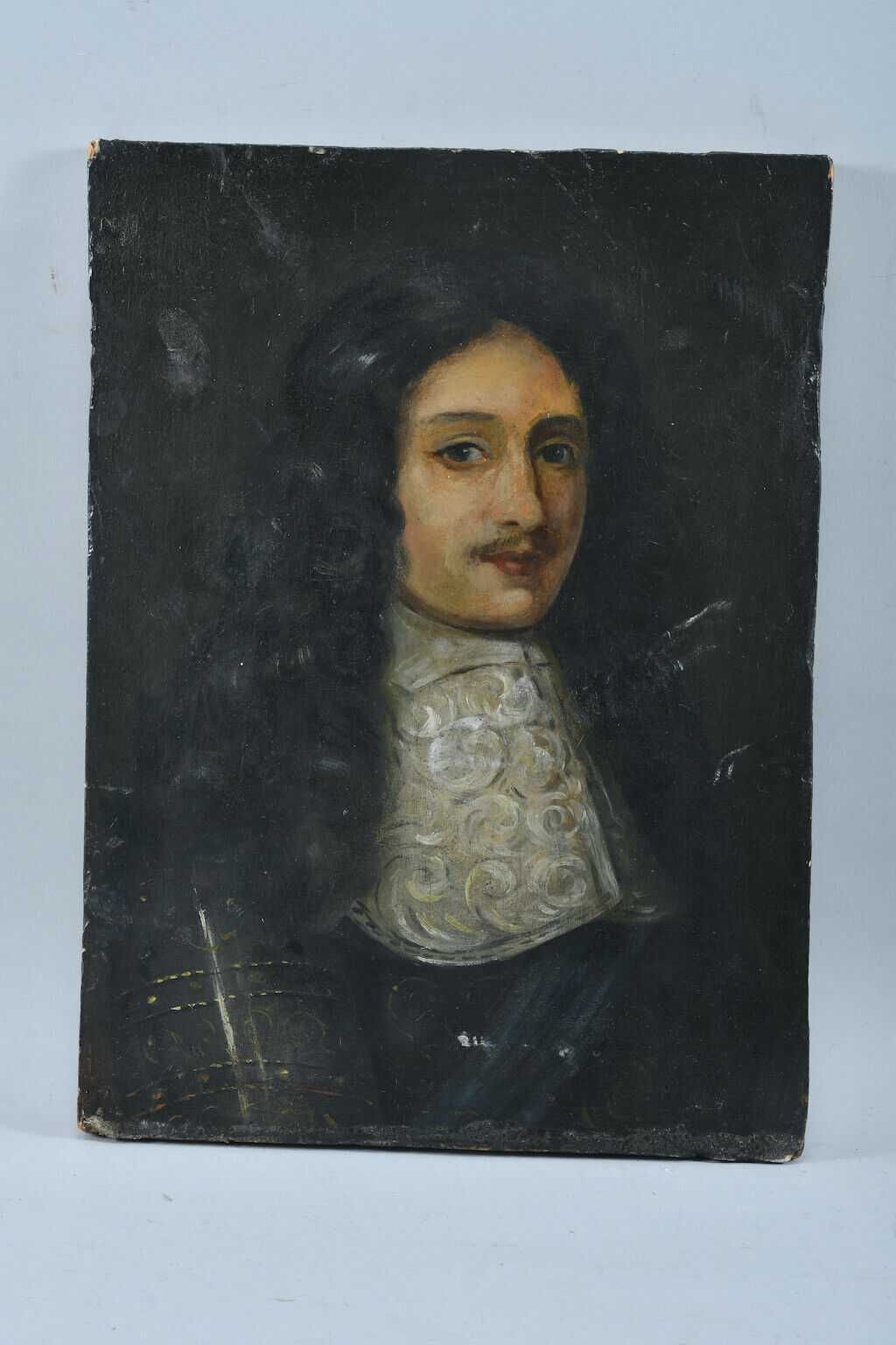 Stary obraz barokowy, portret rycerza, XVII w.