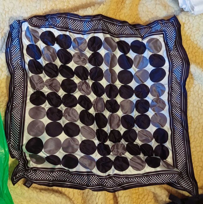 apaszka 100% jedwab Venzo szaro-granatowa