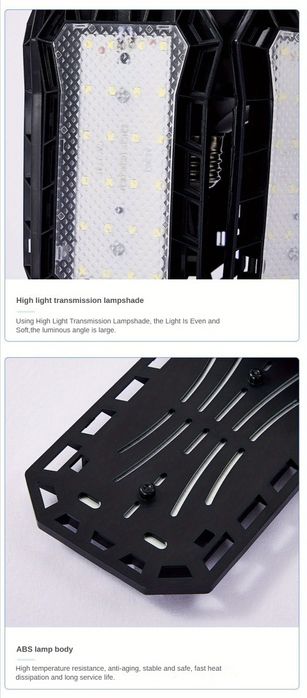 Lampa żarówka E27 LED 80W rozkładana 5 ramienna sufitowa warsztatowa