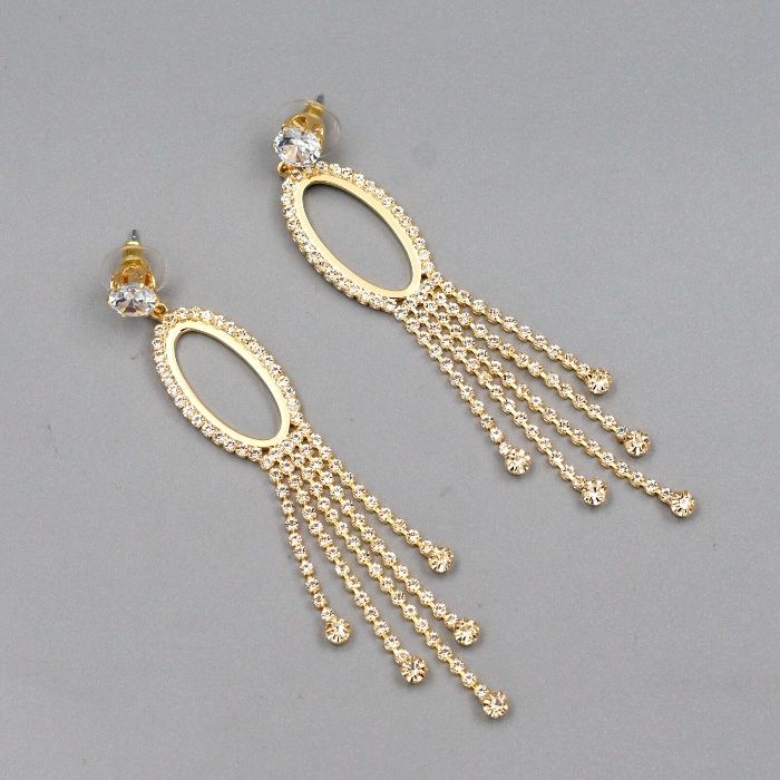 18K Gold Plated GP Cubic Zirconia CZ Wedding Drop Dangle Earrings Hoop