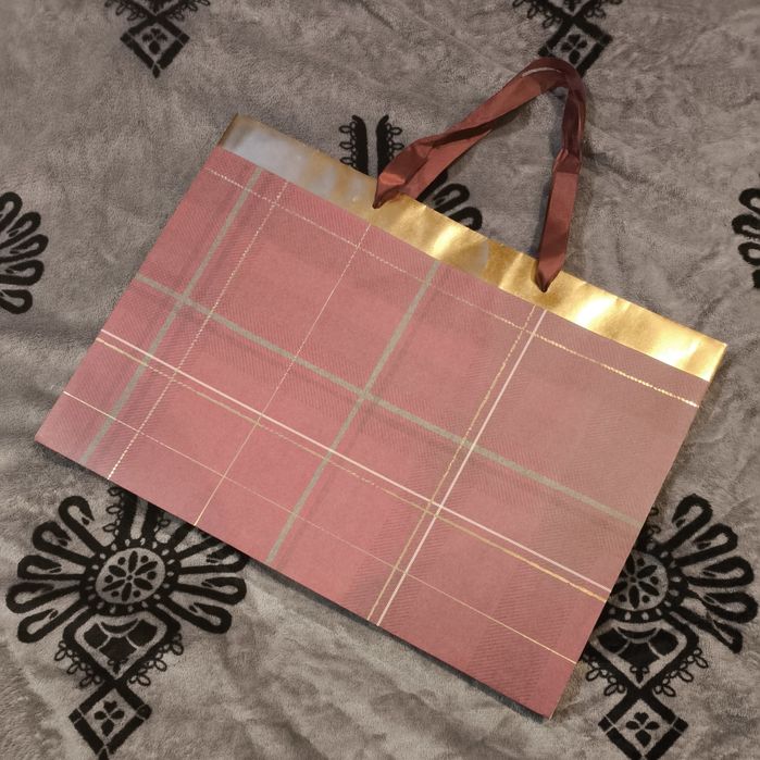 Torba na prezent krata 46x33x17 cm Boże Narodzenie Sylwester Nowy Rok