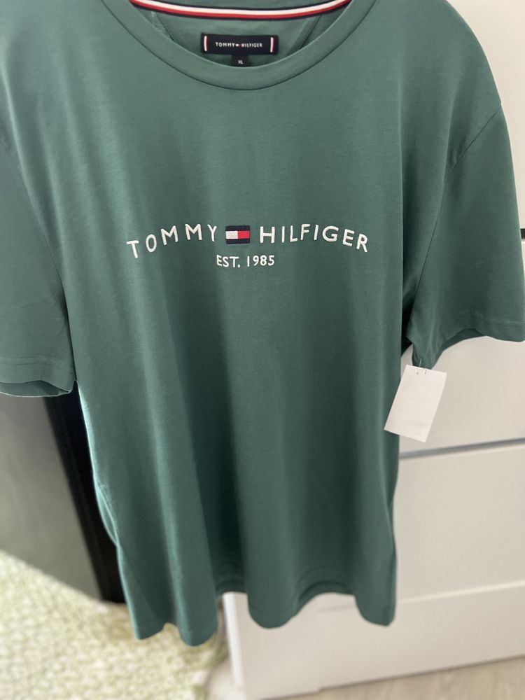 Nowa koszulka t-shirt Tommy Hilfiger butelkowa zieleń xl