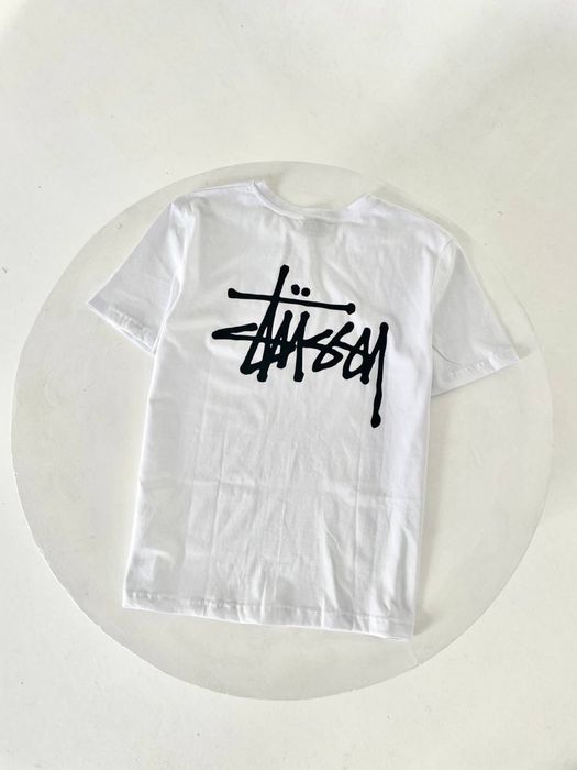 Футболка Stussy Big Logo/ футболка стуссі з великим лого чорна/ біла