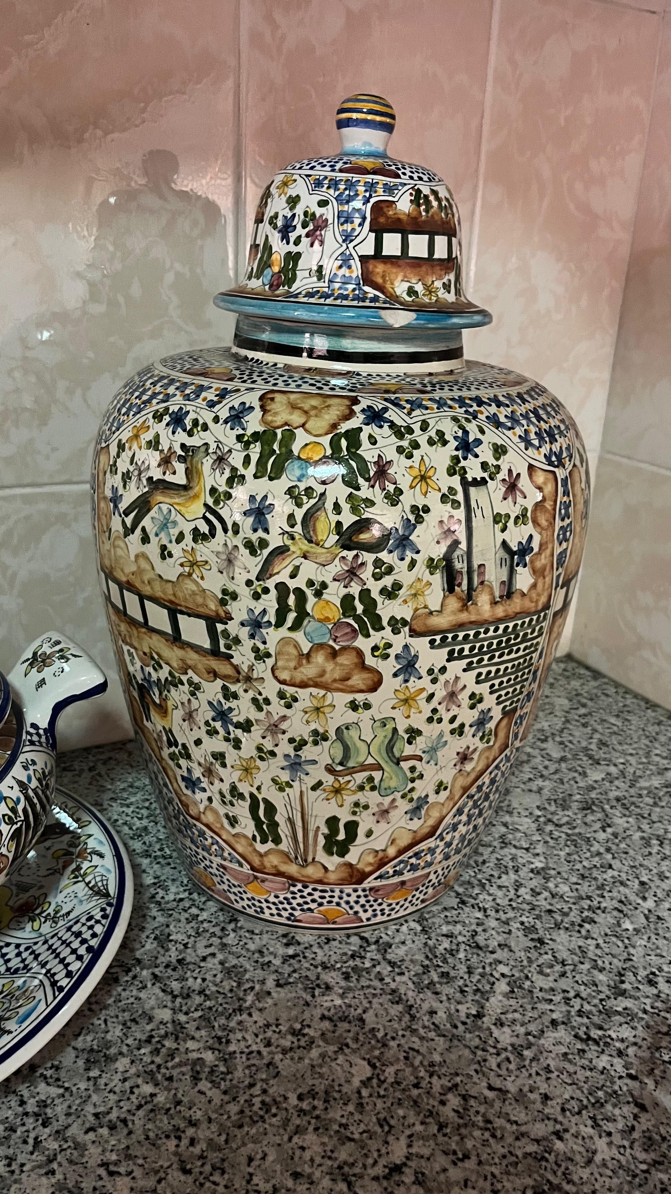 Conjunto de Cerâmica Artística Pintada à Mão