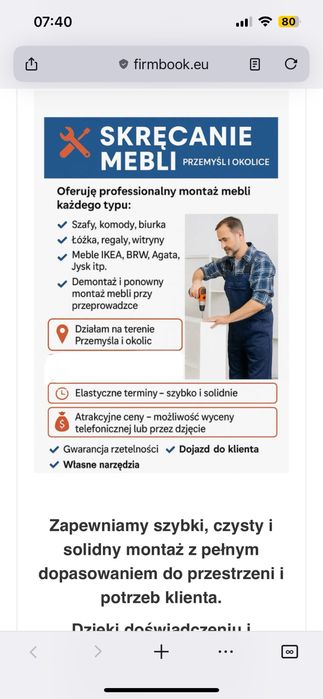 Montaż mebli , szybko i solidnie , dojazd do klienta.