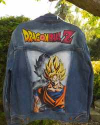 Son Goku Dragon Ball kurtka jeansowa malowana farbami