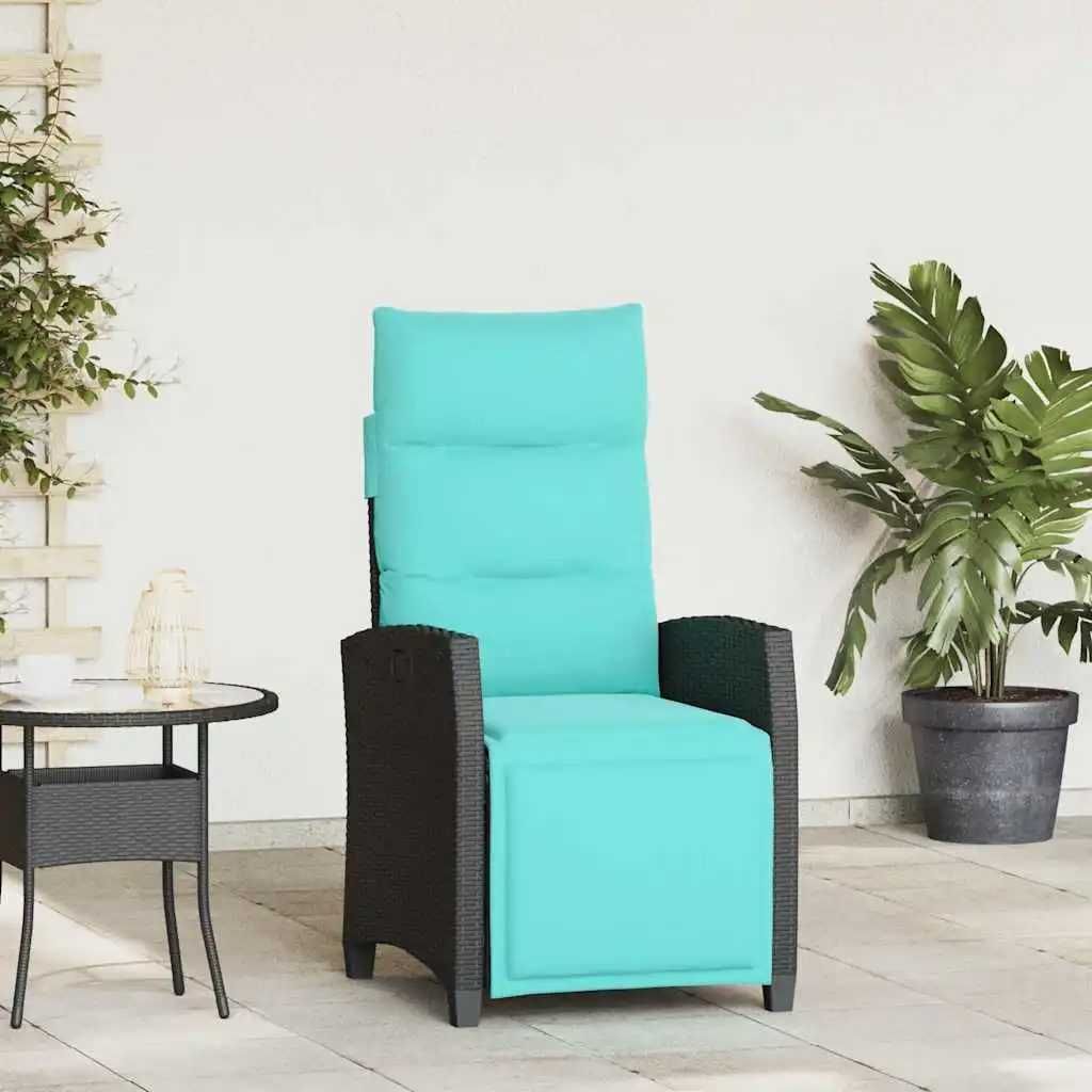Cadeira De Jardim Reclinável Com Mesa De Apoio Vime Pe Preto