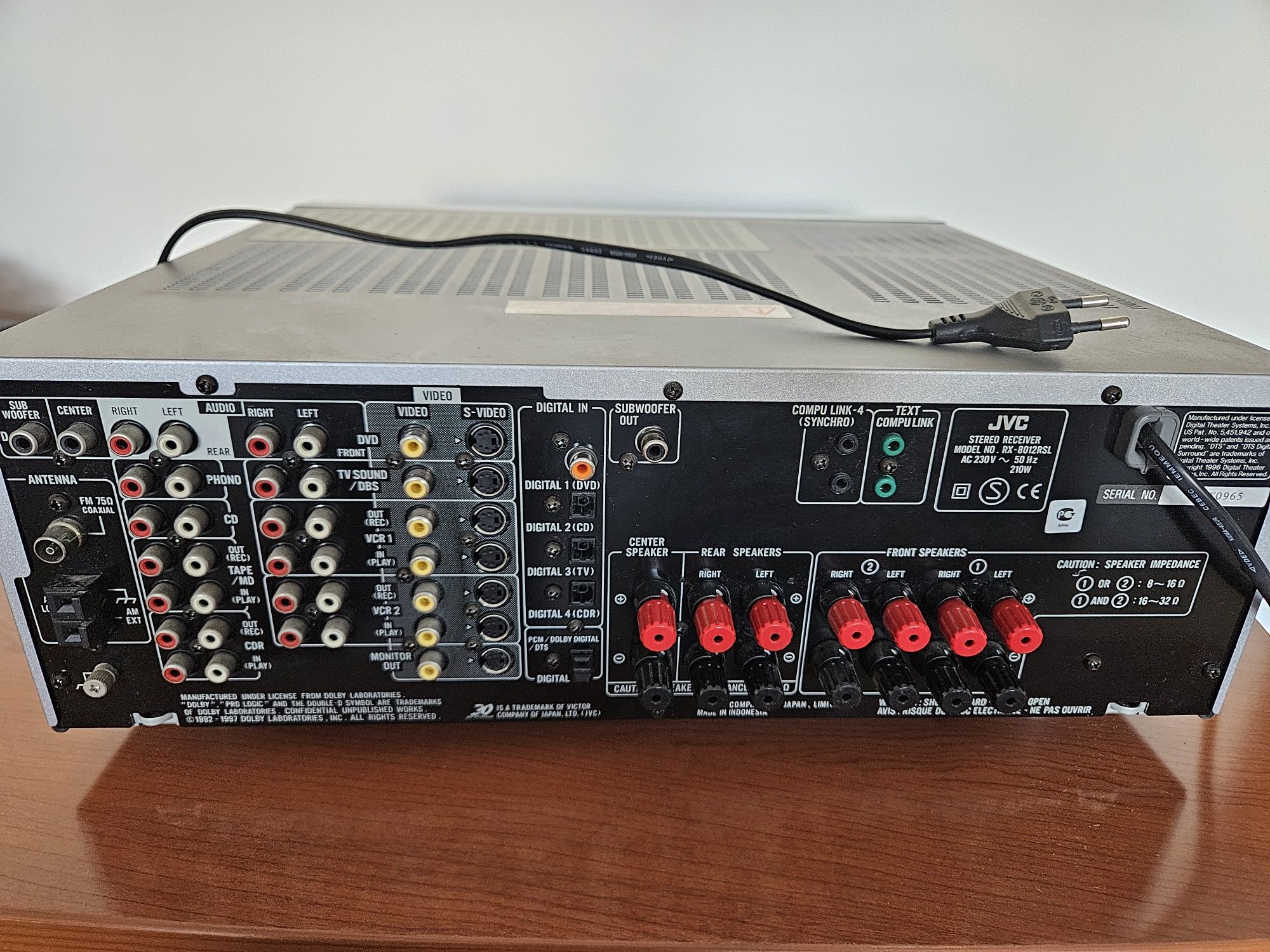 Amplificador JVC 5.1 Dolby e DTS c/ Radio