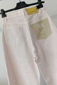 Pinko spodnie ecru złote logo nowe S M wysoki stan szerokie nogawki