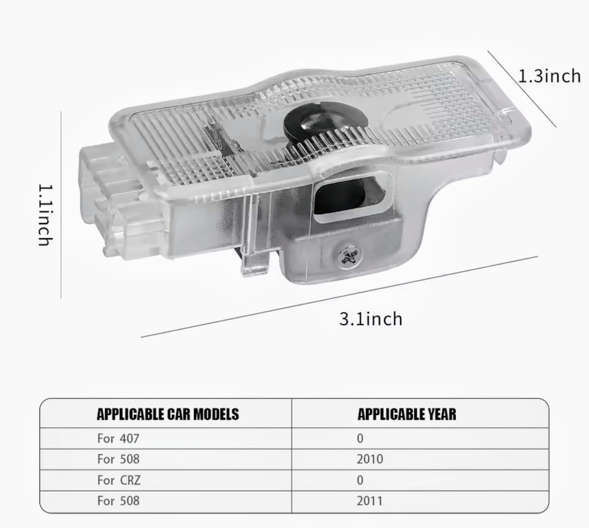 Projektor LED do drzwi Peugeot 407.