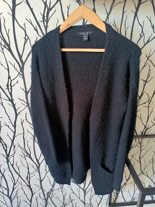 AMISU czarny sweterek kardigan oversize rozm. 36/38/40