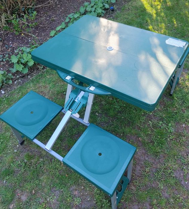 Stół + 4 Krzesła Składane – Zestaw Kempingowy/Piknikowy Walizka