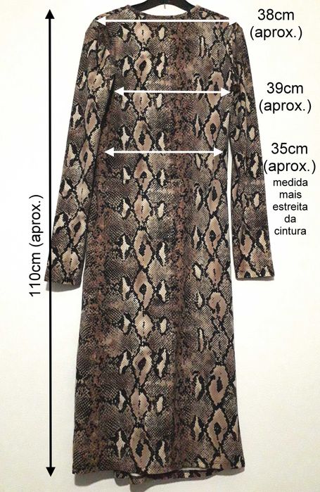 Vestido de tacto suave com padrão cobra da Zara T: M Novo