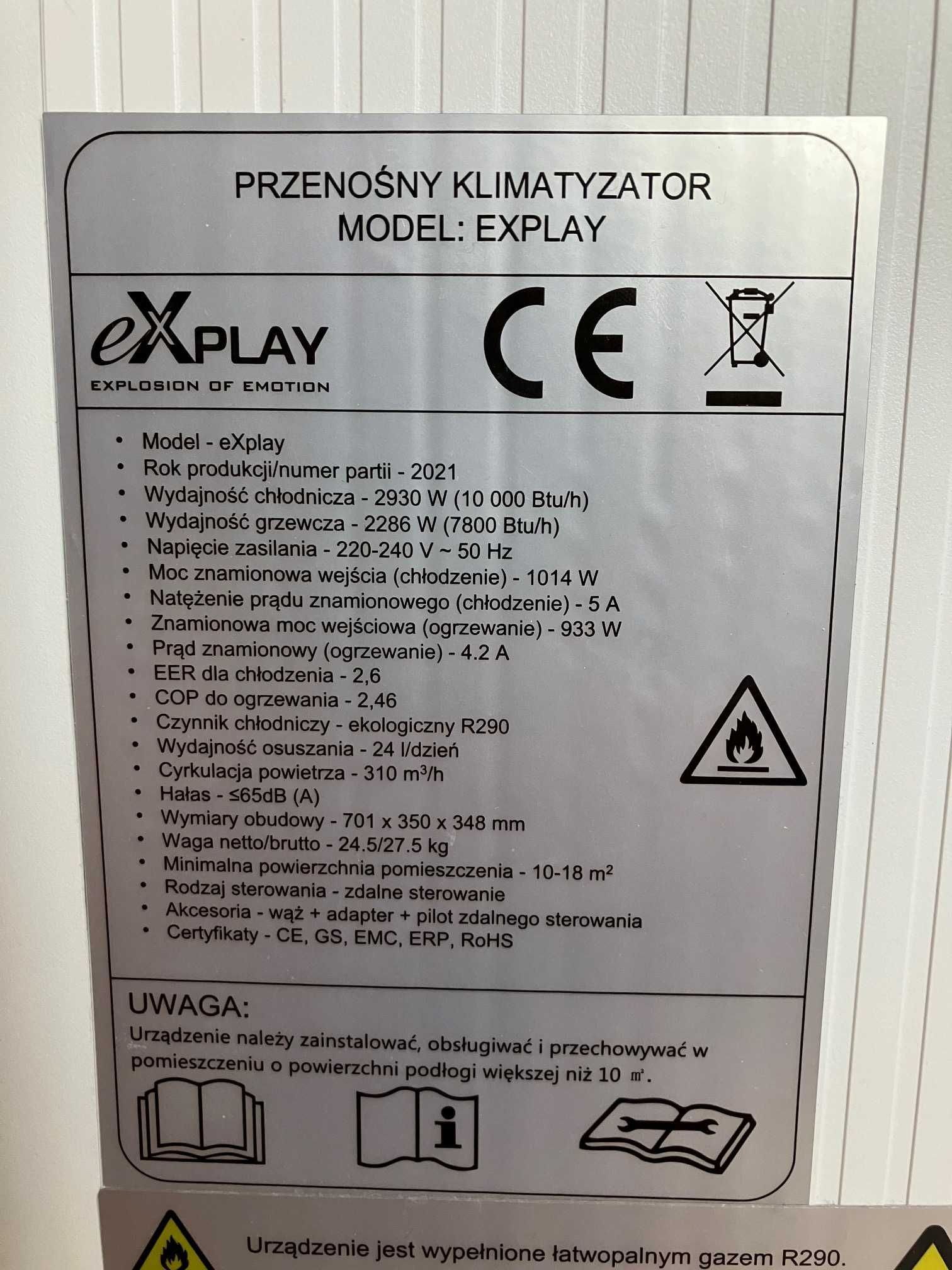 Klimatyzator przenośny Explay osuszacz funkcja grzania jak nowy wifi