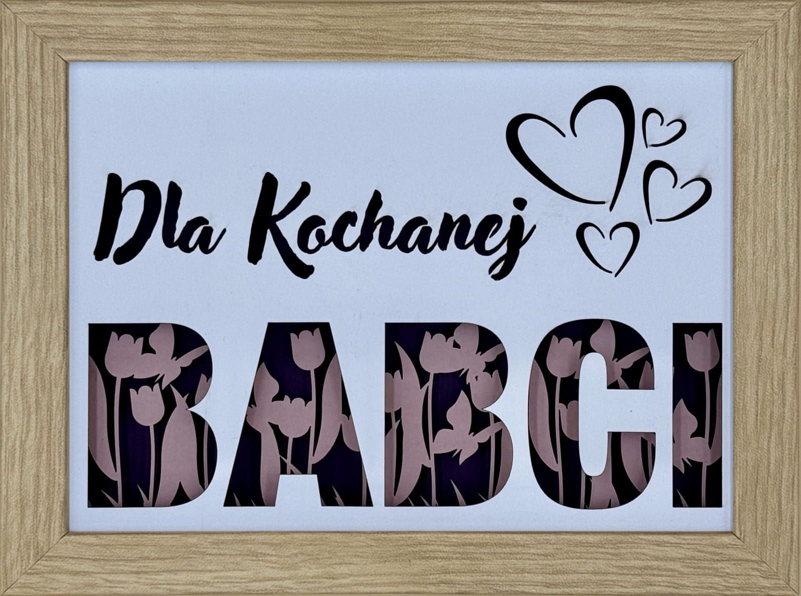 Ramka 3D shadow box Dla Kochanej Babci Tulipany 20x15