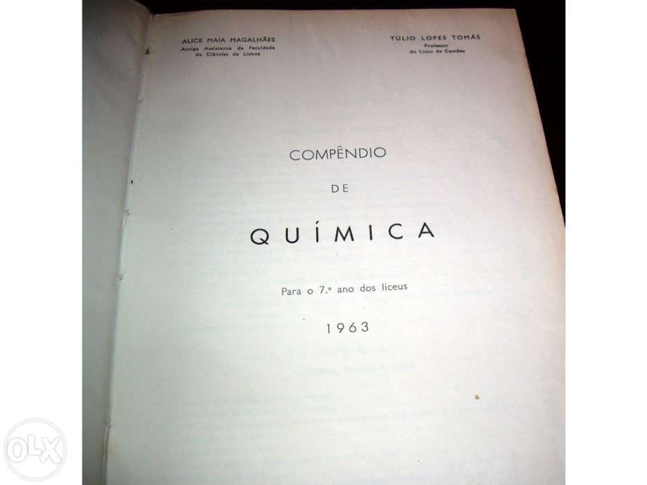 Livro Compêndio de química para o 7º ano liceal