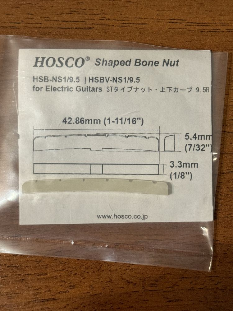 Костяной порожек для Fender : Hosco unbleached vintage bone nut, 43mm