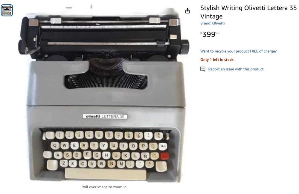 Máquina de Escrever Olivetti Lettera 35 - Anos 70