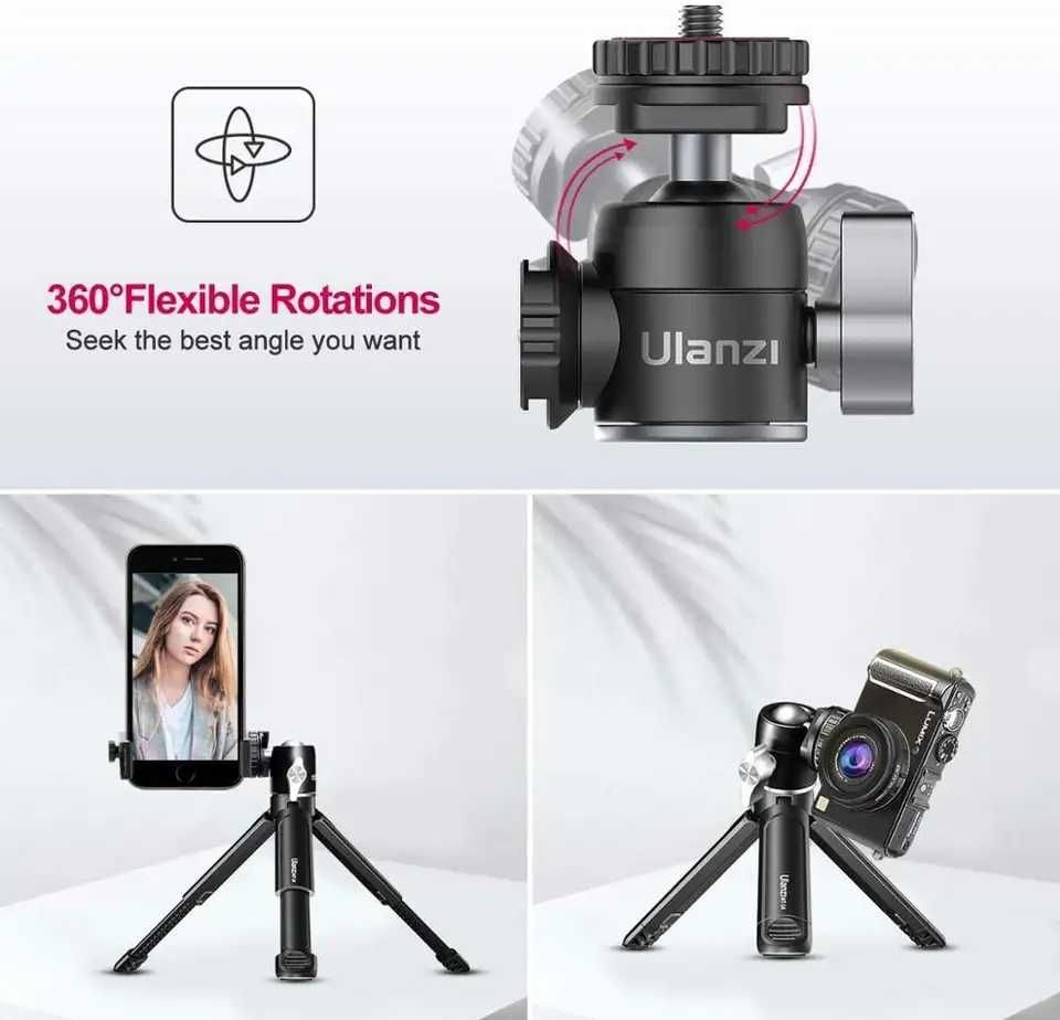Ulanzi U-Vlog lite Mini statyw z głowicą kulkową 360 ° Selfie Stick