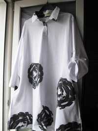 Туника блуза белая в стиле бохо хлопок размер 2xl на 50-52 укр