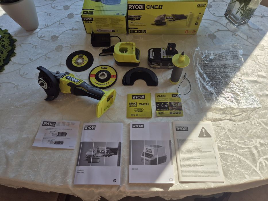 Zestaw Szlifierka Ryobi + Akumulator 4Ah + Ładowarka