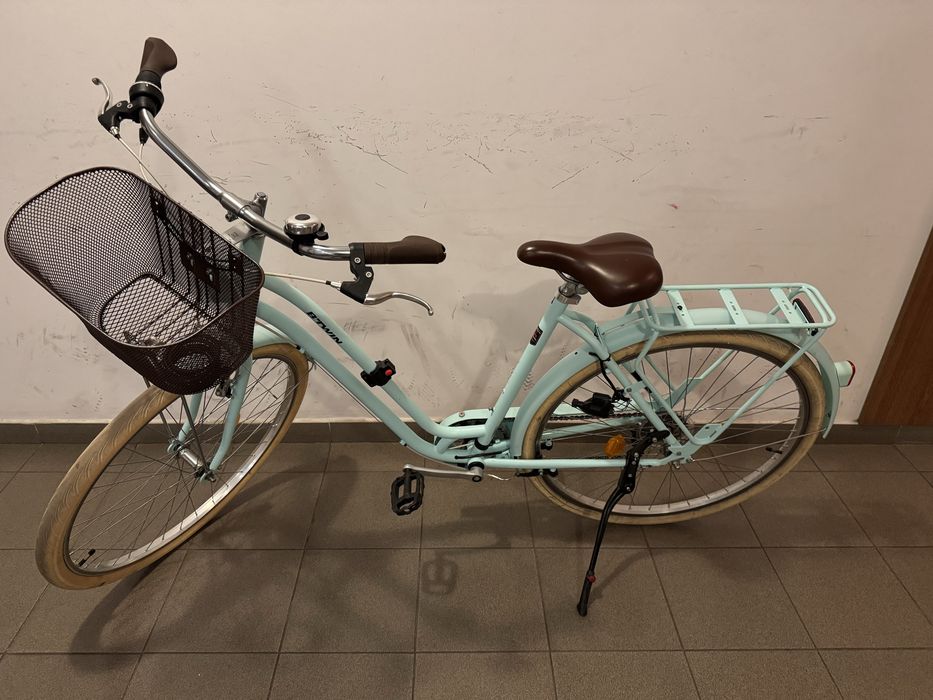 Rower miejski damski Btwin kolor mietowy koła 28