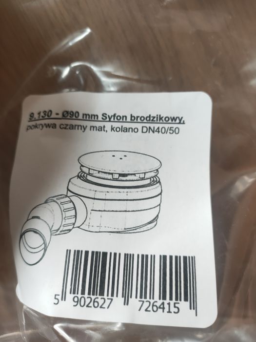 Schedpol szyfon czarny mat śr.90mm slim NOWY