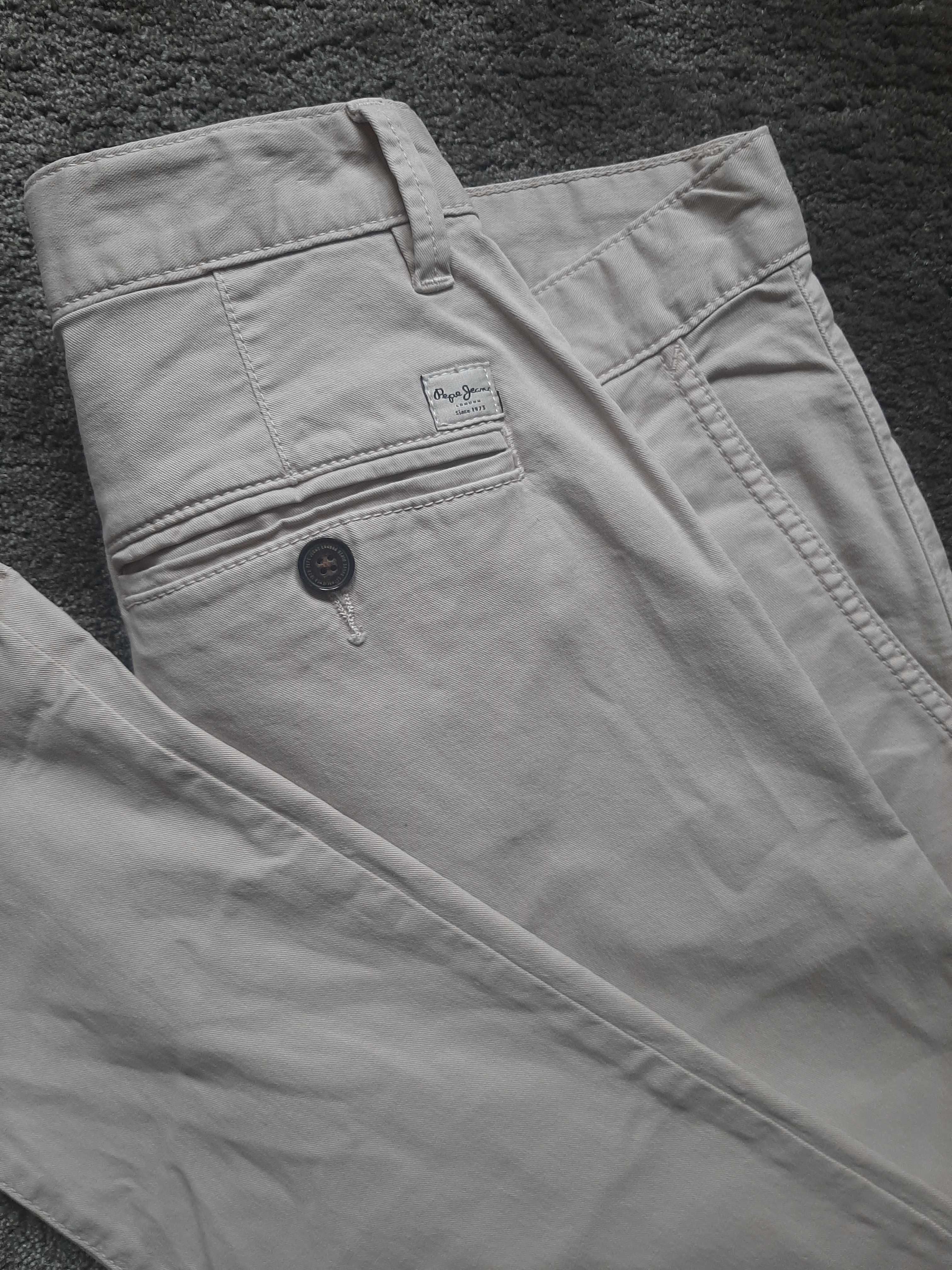 Klasyczne  beżowe spodnie Pepe Jeans Sloane L Xl w32 l34 chinosy