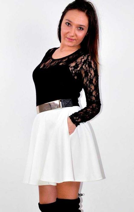 Spódniczka Biała z KOŁA z Kieszeniami XS/S NOWA