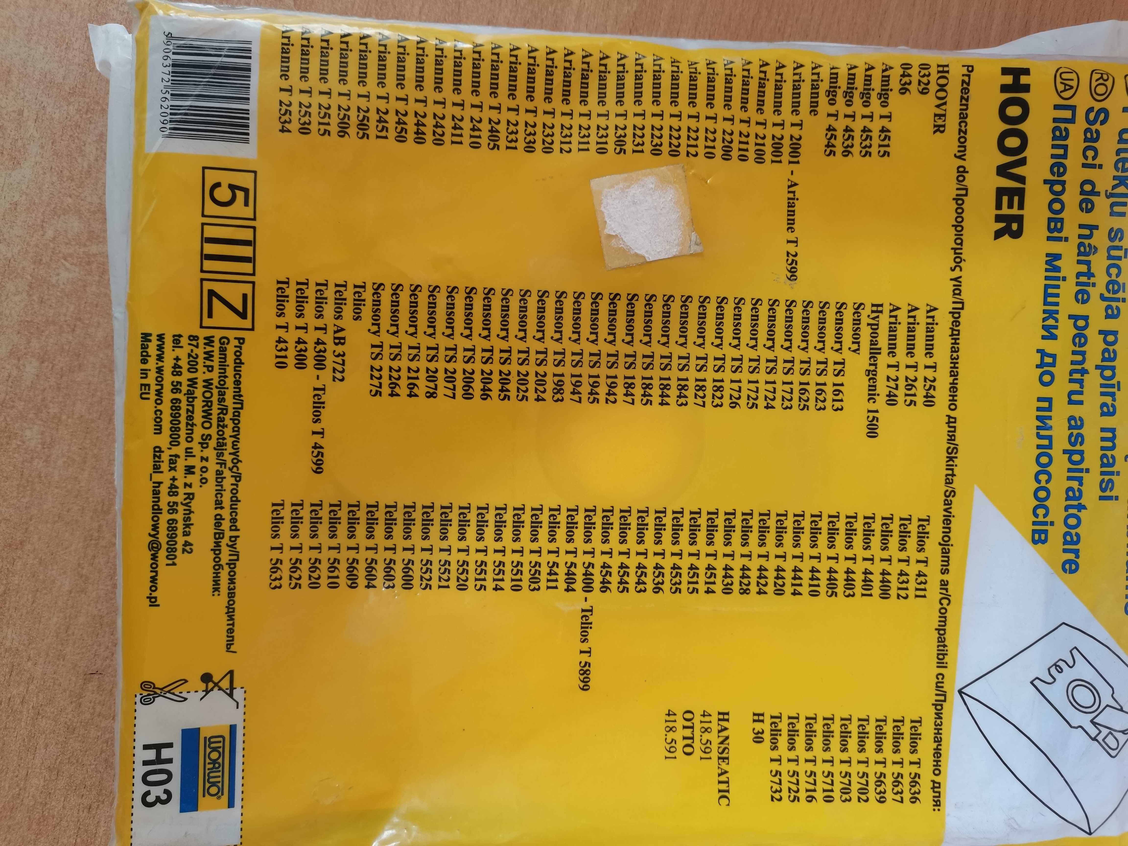 Worki do odkurzacza Hoover H03, H30, H60 ( 9 sztuk )