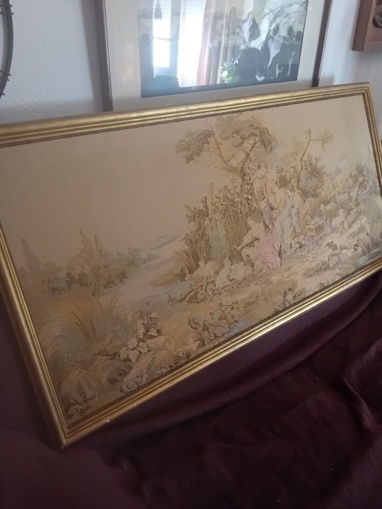 Quadro em tapeçaria antigo
