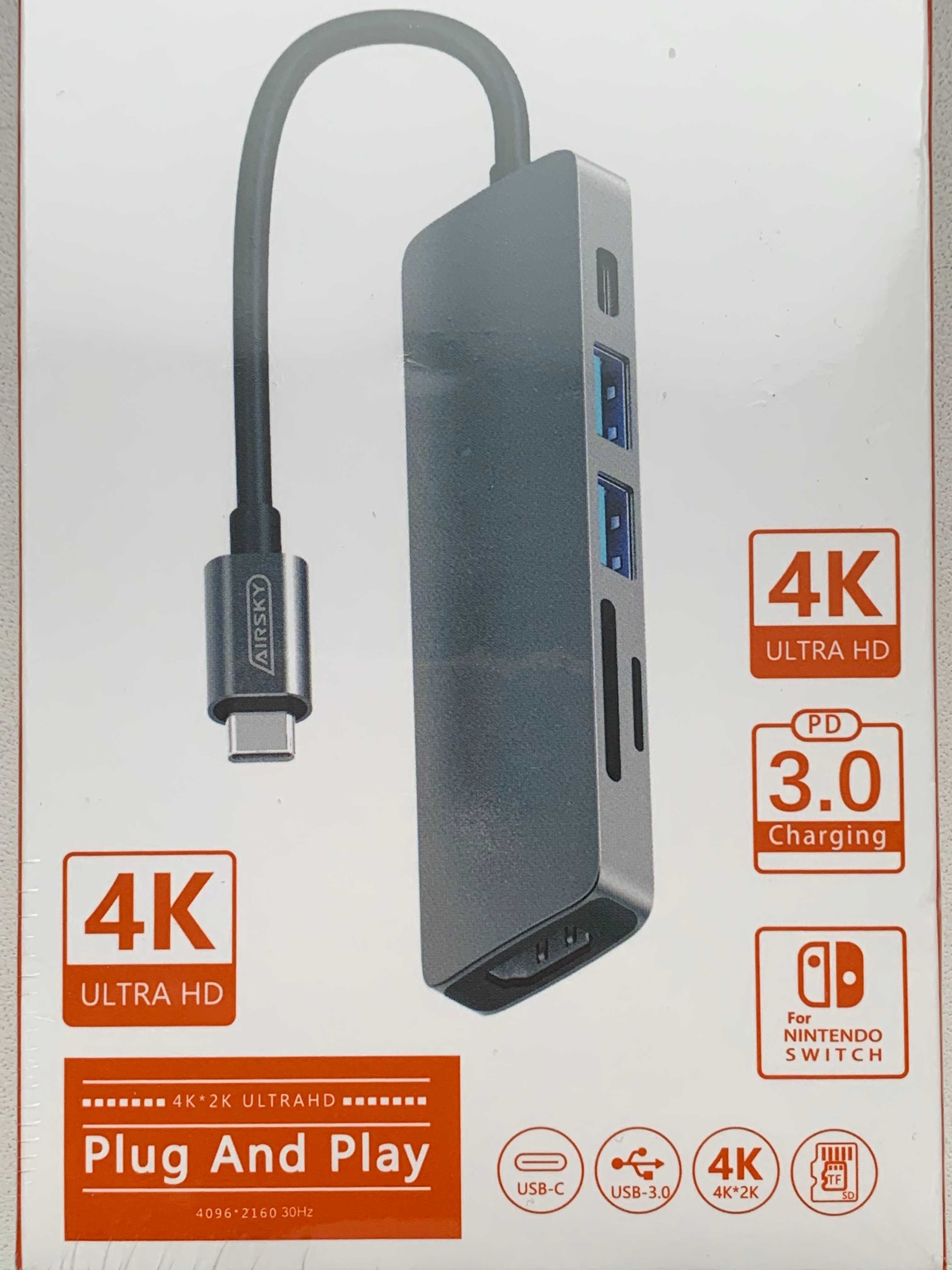 ХАБ usb type c 6in1 4K HDMI 65W SD microSD macbook hp dell lenovo