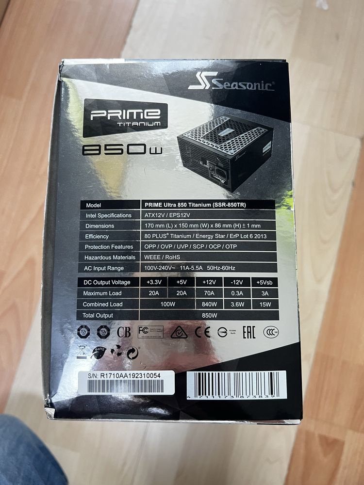 PSU zasilacz Seasonic Prime Ultra 850 Titanium SSR-850TR ATX 80+ Plat