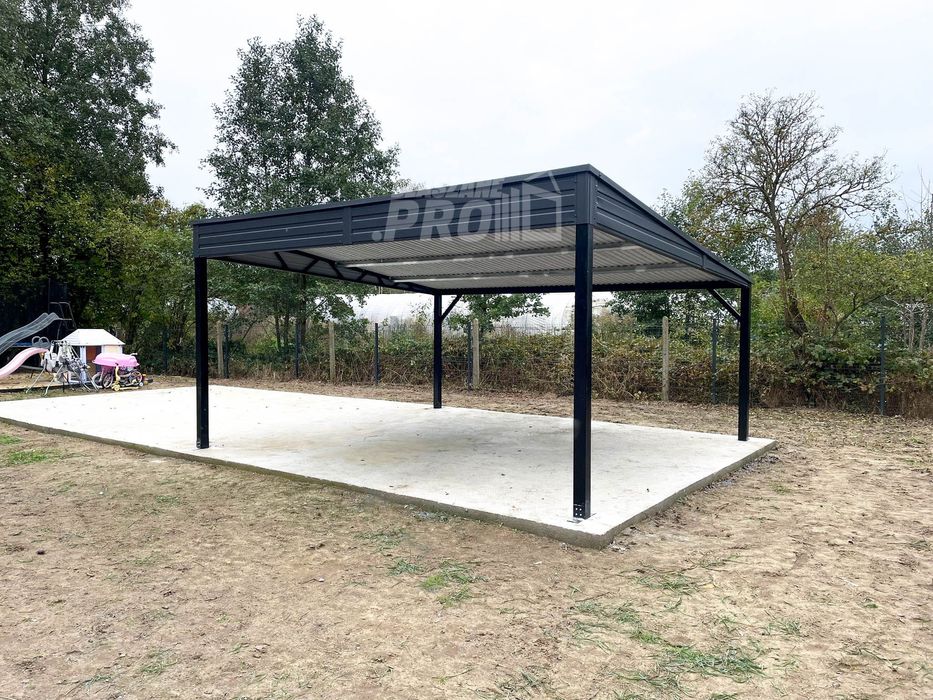 Wiata samochodowa CarPort 6x5,8m - antracyt - dach spad w tył GP487