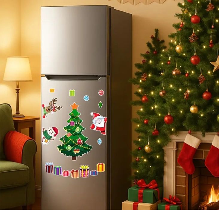 Новорічні магніти на холодильник ялинка та іграшки