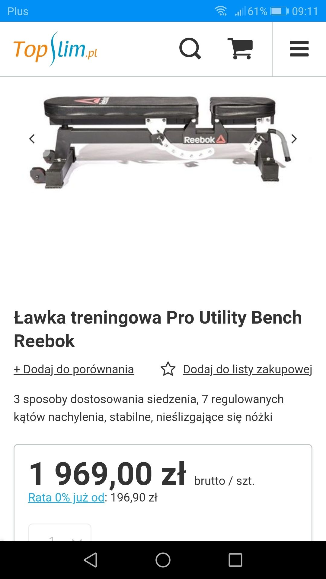 Ławka treningowa Pro Utility Bench Reebok